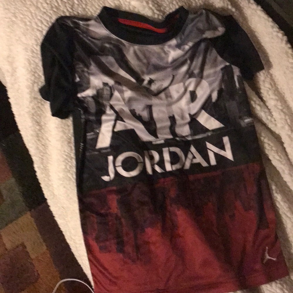 MJ shirt burgundy black and white